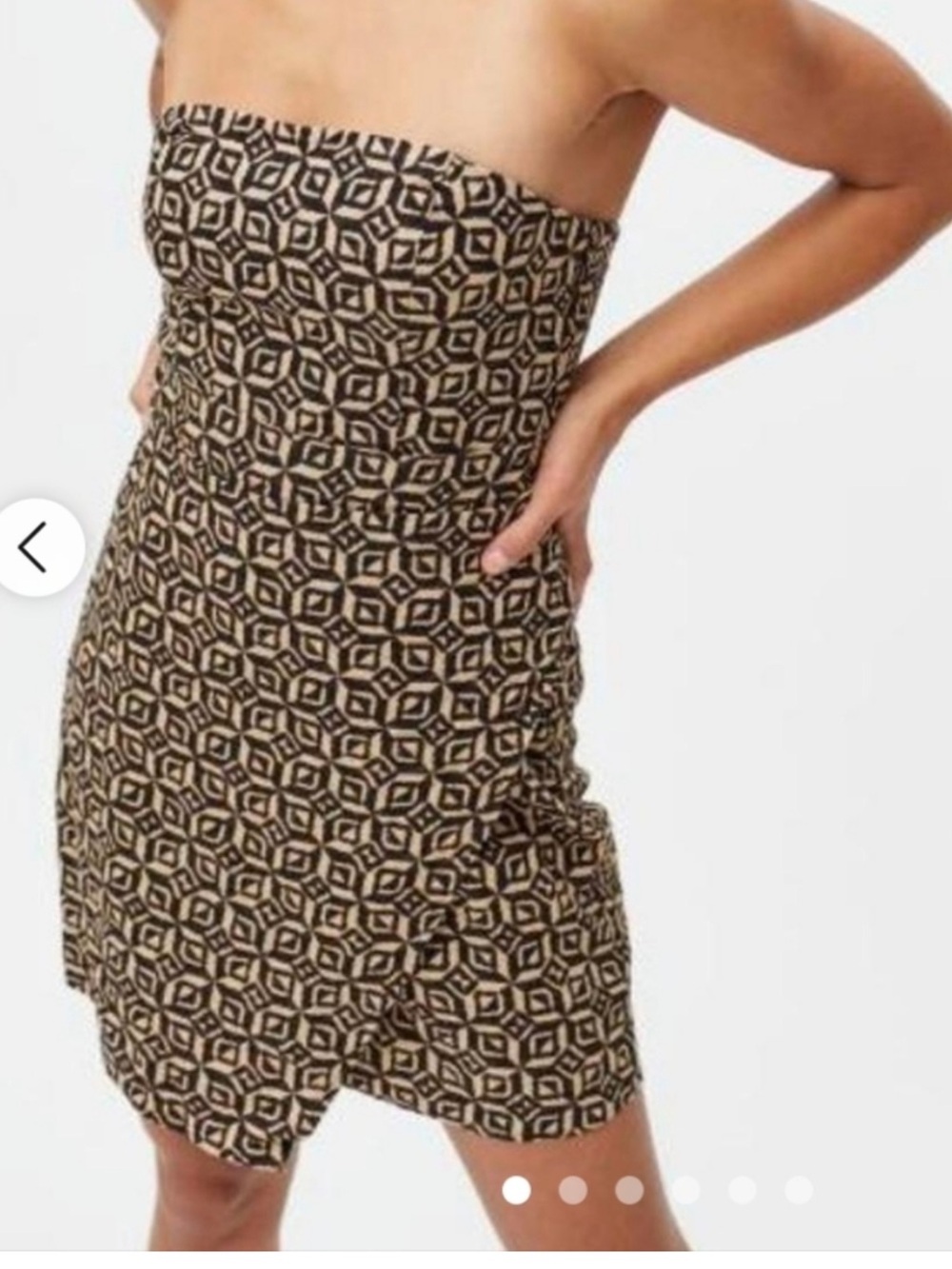 URBAN OUTFITTERS Strapless Tan/Brown Geometric Print Tube Dress Size S-P